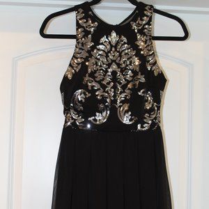 B Darlin Black Silver cocktail dress